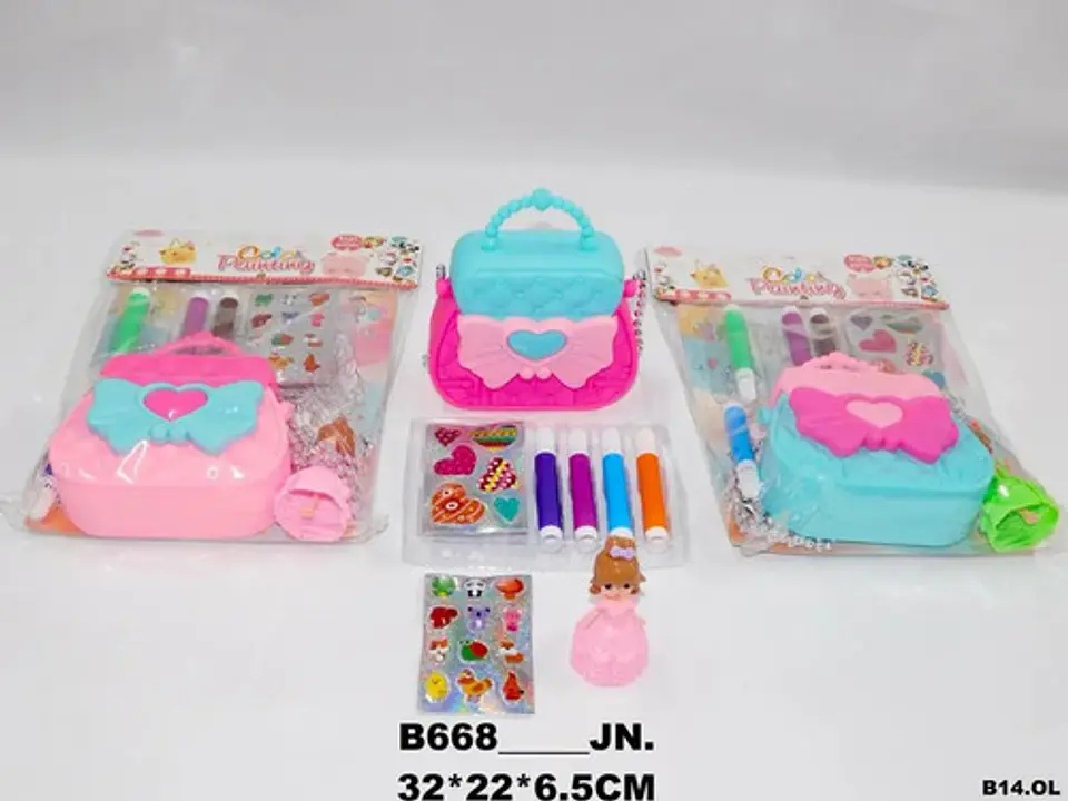Kit Juguete Bolso Marcadores Estikers Muñeca Princesa 3
