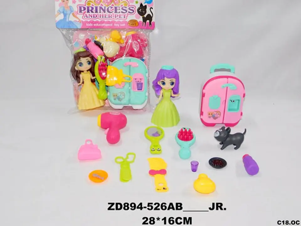 Kit Muñeca Con Accesorios Juguetes Armario Cepillo Bolso  2