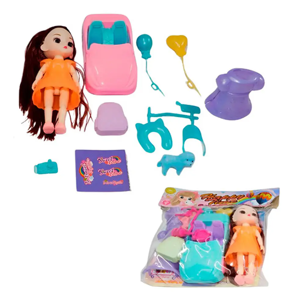 Muñeca Juguete Con Vehículo Carro  Y Accesorios   1