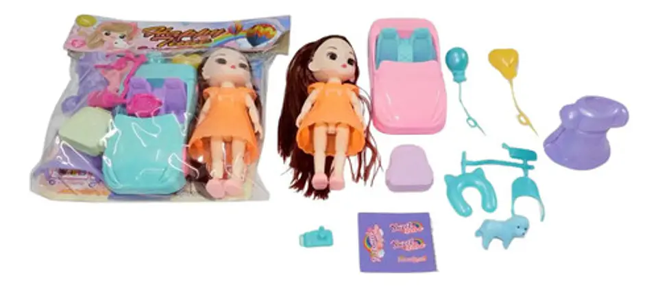 Muñeca Juguete Con Vehículo Carro  Y Accesorios   3