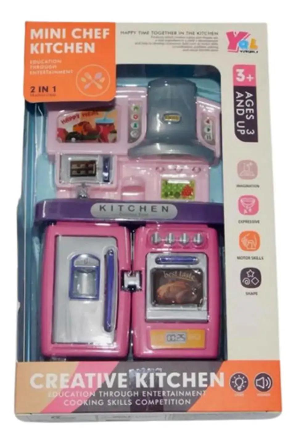 Kit De Juguete Horno Luces Sonido Utensilios De Cocina  1