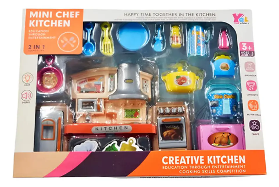 Cocina Juguete Creatividad 2 En 1 Cubiertos Luces Sonido  1