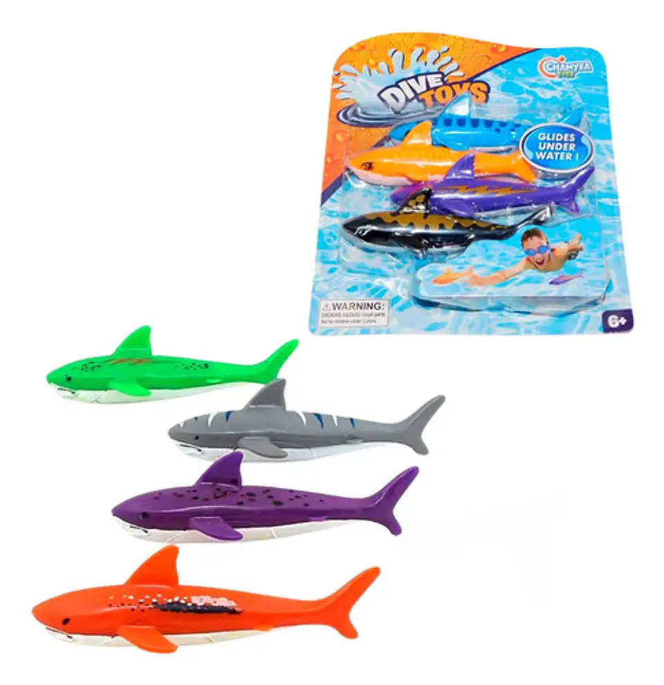 Juguete Buceo Piscina Glide Shark Throw Tiburón Bajo El Agua 1