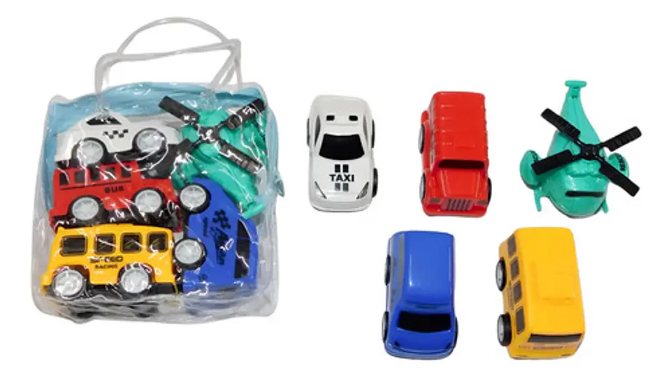Kit Bus Camiones Helicóptero X5 Didácticos Juguetes Carros  1