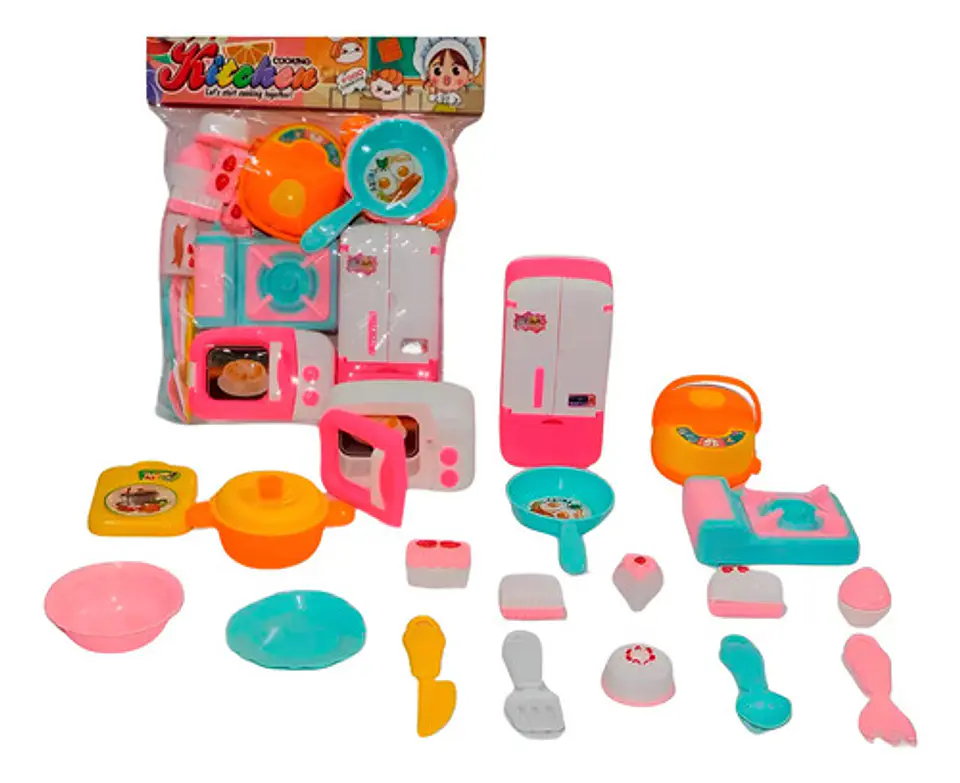 Kit Juguete Niños Nevera Cubiertos  Microondas Losa Ollas   1