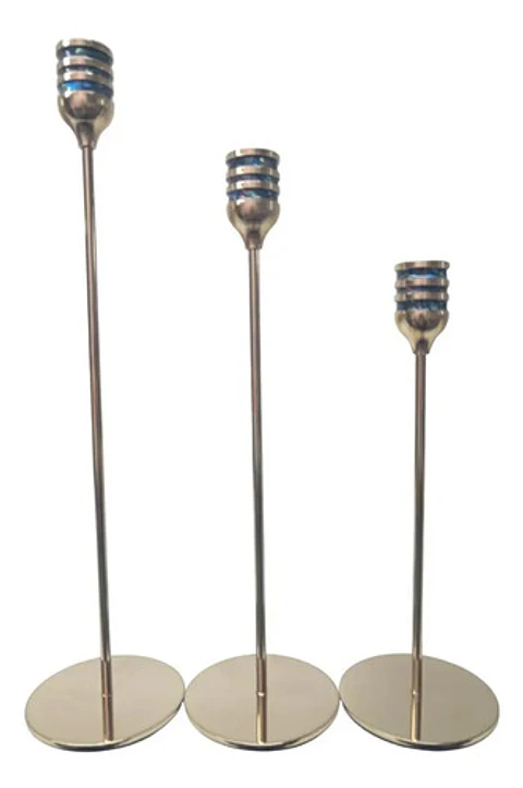 Candelabros Por 3 Und 37 Cm Veladora Cirio Velones Vela 