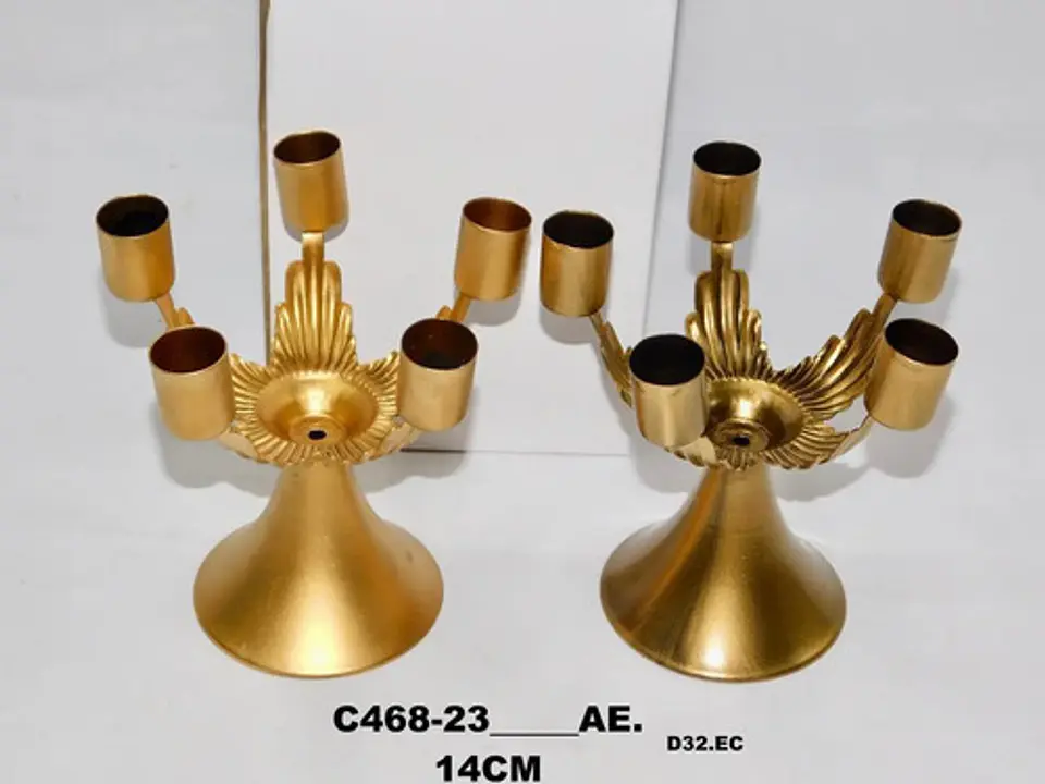 Candelabro Decorativo Para Cinco Velas Dorado Vela  3