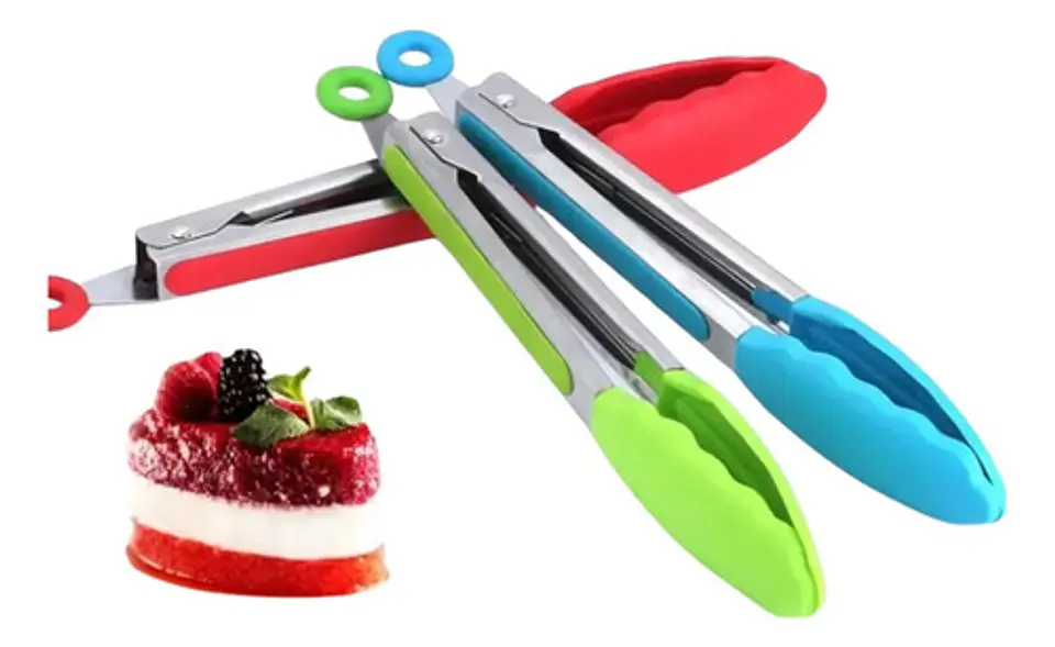 Pinza Silicona Acero Inoxidable Ensalada Carne Barbacoa 27cm 2