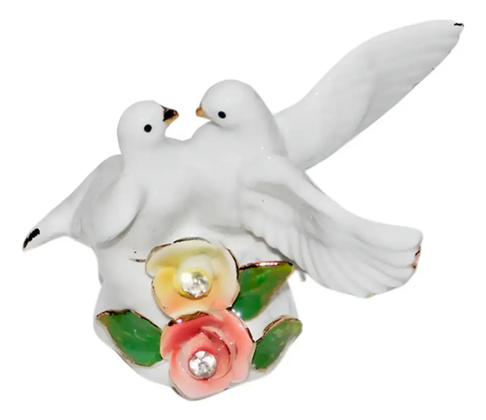 Pareja Palomas Centro Mesa Estatuas Decoración  1