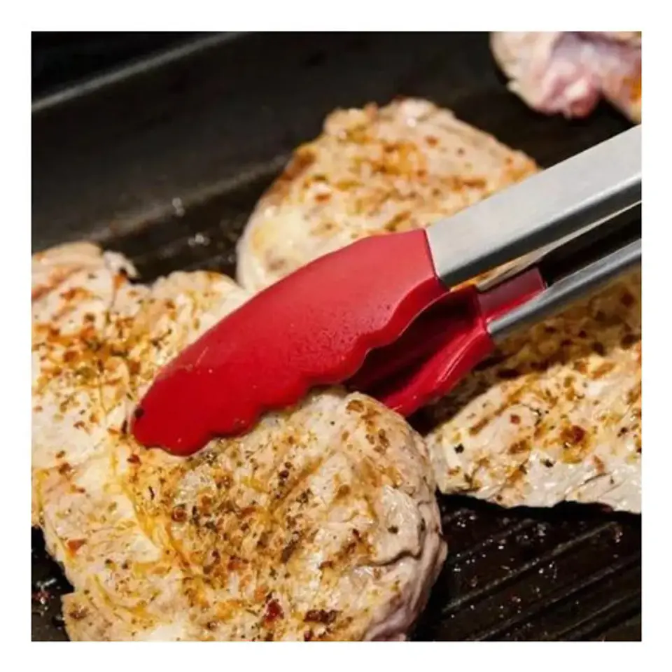 Pinza Silicona Acero Inoxidable Ensalada Carne Barbacoa 29cm 2