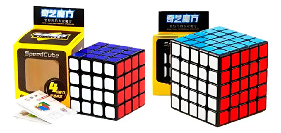 Pack X2 Rubik 4x4 5x5 Qiyi Fondo Negro Speed Cube 1