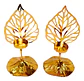 Candelabros Pareja Metálicos 20 Cm Vela Centro De Mesa Hoja  - Miniatura 1