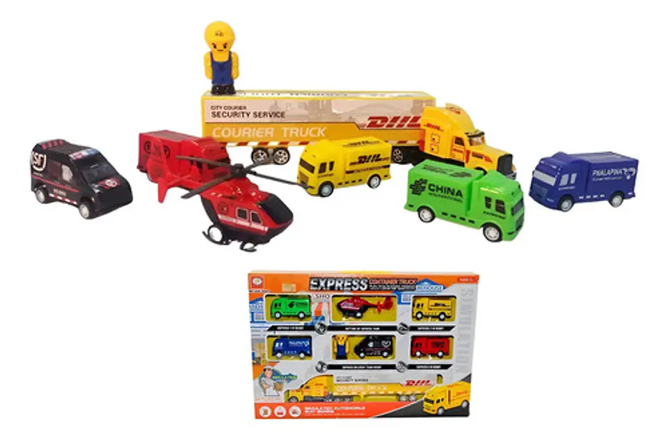 Kit Juguete 6 Camiones Helicóptero Muñeco 1
