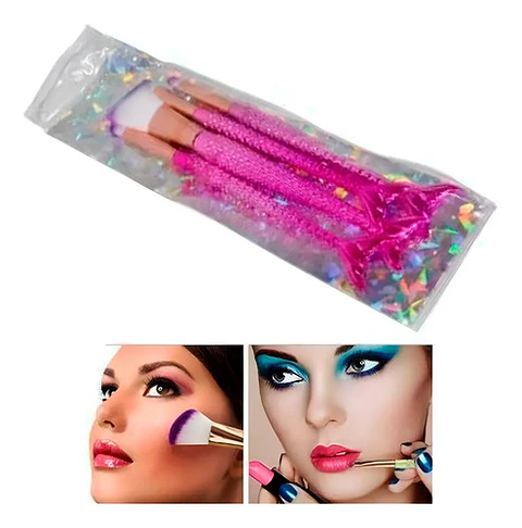 Set Brocha Pincel Sirena Set Maquillaje X 4 Und Mujer Dama 