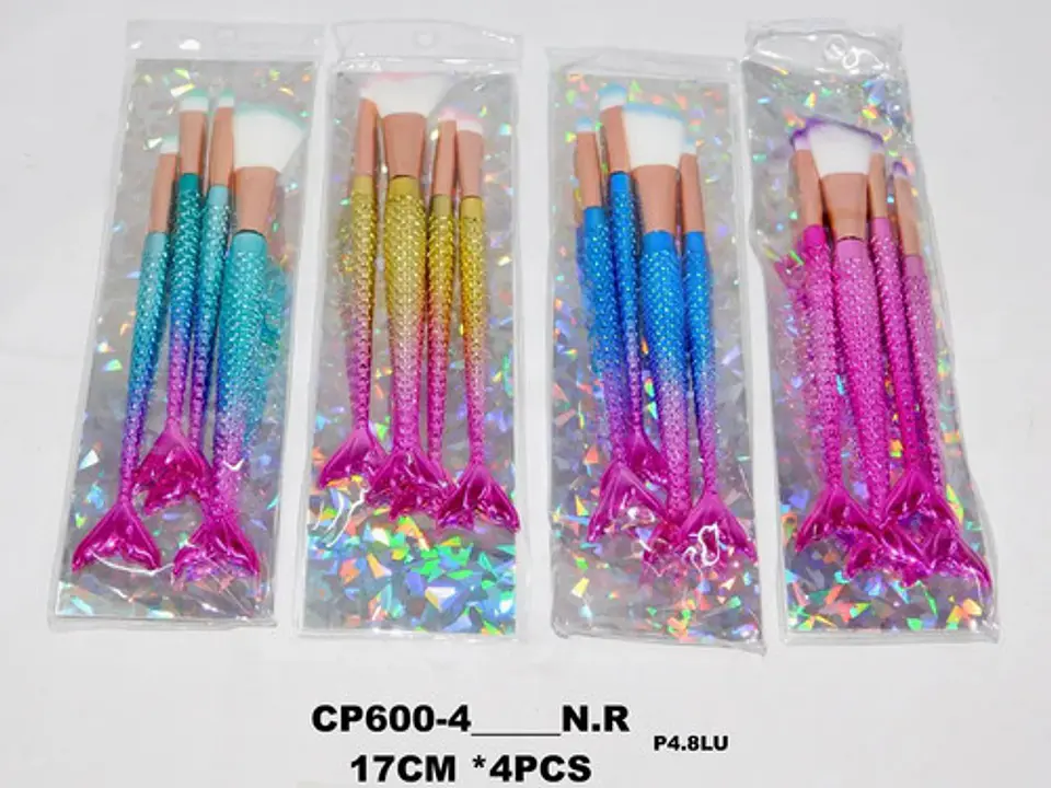 Set Brocha Pincel Sirena Set Maquillaje X 4 Und Mujer Dama  5