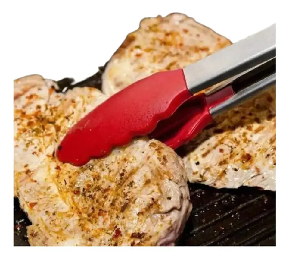 Pinza Silicona Acero Inoxidable Ensalada Carne Barbacoa 34cm 1