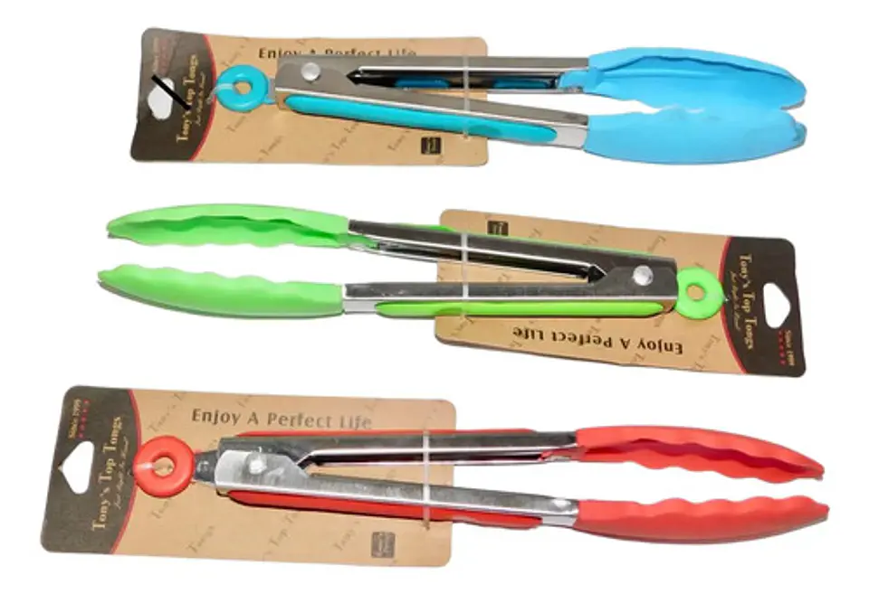 Pinza Silicona Acero Inoxidable Ensalada Carne Barbacoa 34cm 4