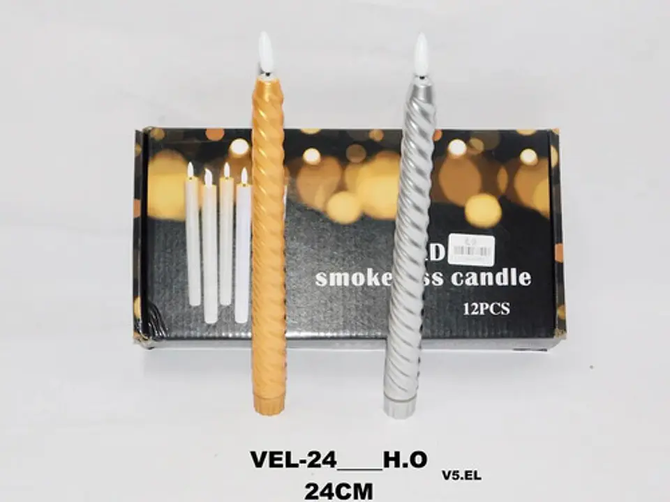 Veladora Cirio Velones Vela 24cm  Luz Led X2 Und  2