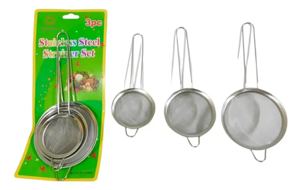 Coladores Metálicos X3 Und Gris Utensilios Cocina Repostería 1