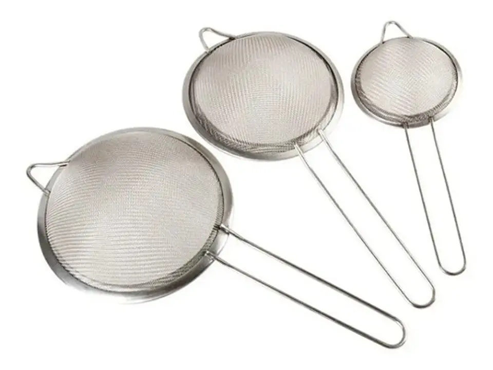 Coladores Metálicos X3 Und Gris Utensilios Cocina Repostería 2