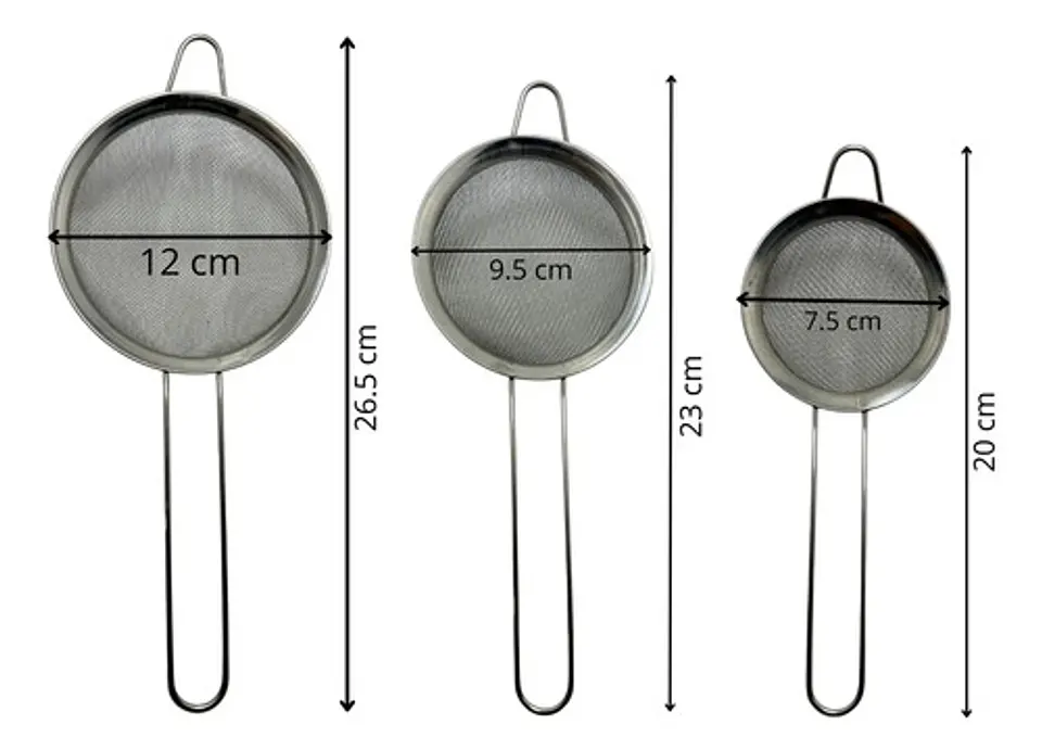 Coladores Metálicos X3 Und Gris Utensilios Cocina Repostería 5