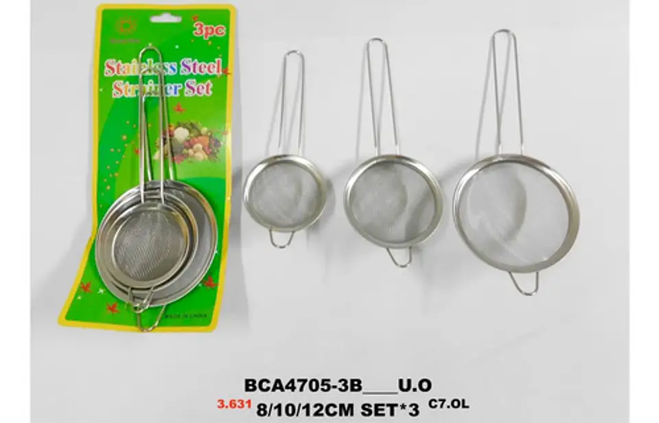 Coladores Metálicos X3 Und Gris Utensilios Cocina Repostería 6