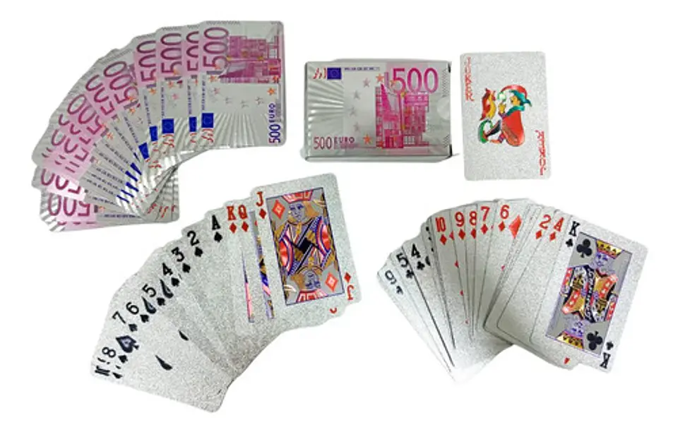  Cartas Poker Casino Profesionales Juego Mesa Plateado Euro 1