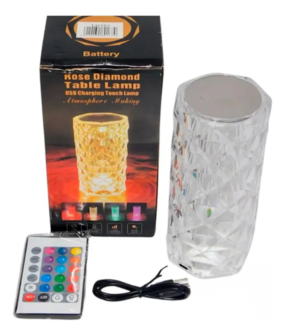 Lámpara Mesa Efecto Cristal Regulable 16 Colores  3