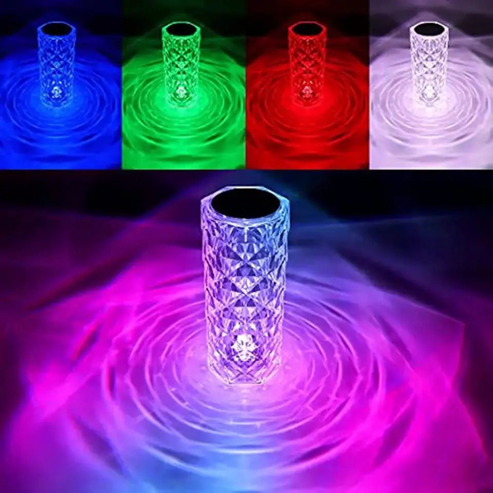 Lámpara Mesa Efecto Cristal Regulable 16 Colores  6