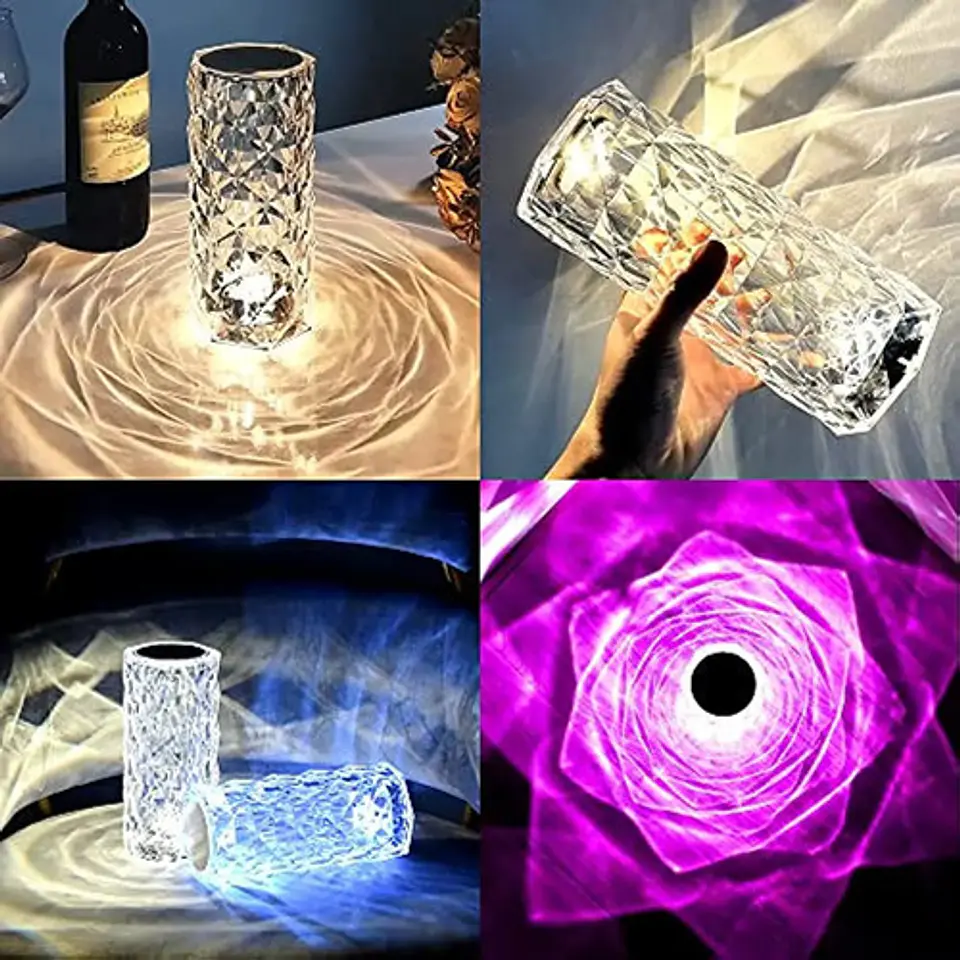 Lámpara Mesa Efecto Cristal Regulable 16 Colores  7