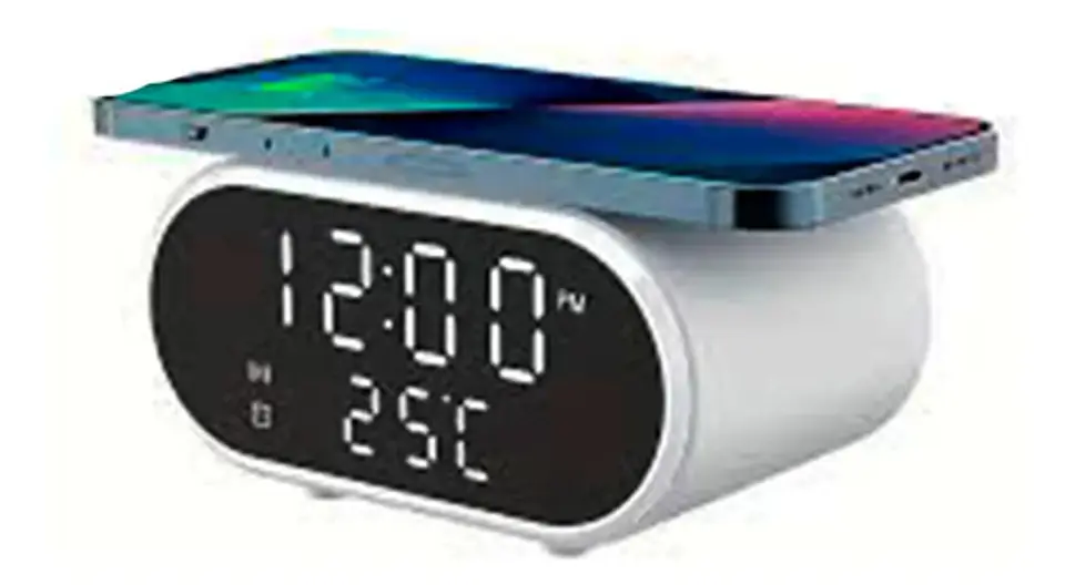 Reloj Despertador Cargador Inalámbrico Termómetro Rápida  3