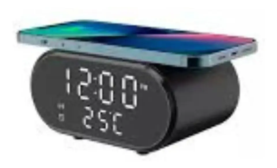 Reloj Despertador Cargador Inalámbrico Termómetro Rápida  4