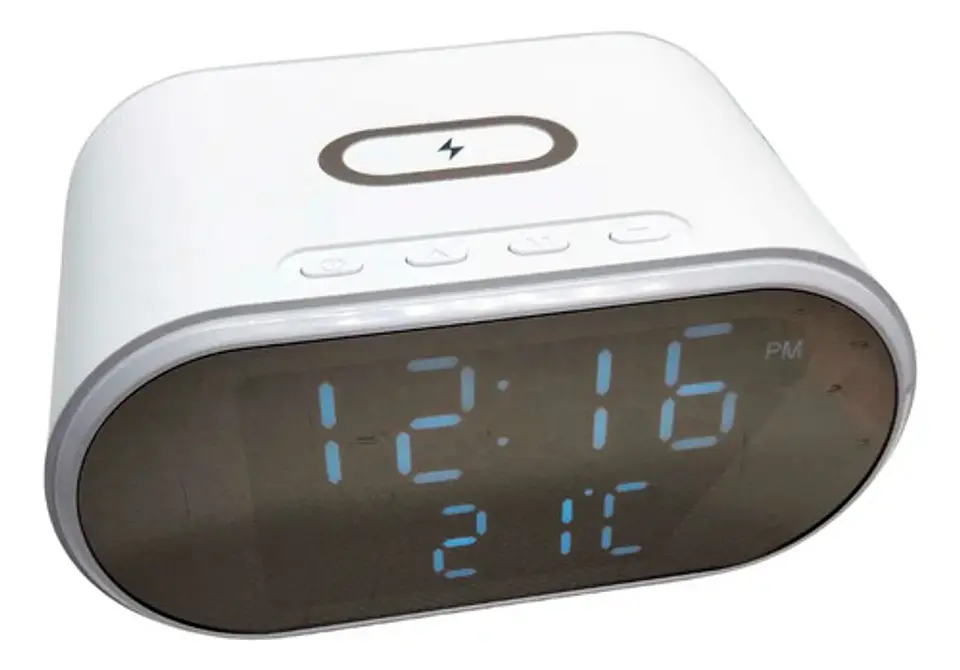 Reloj Despertador Cargador Inalámbrico Termómetro Rápida  7