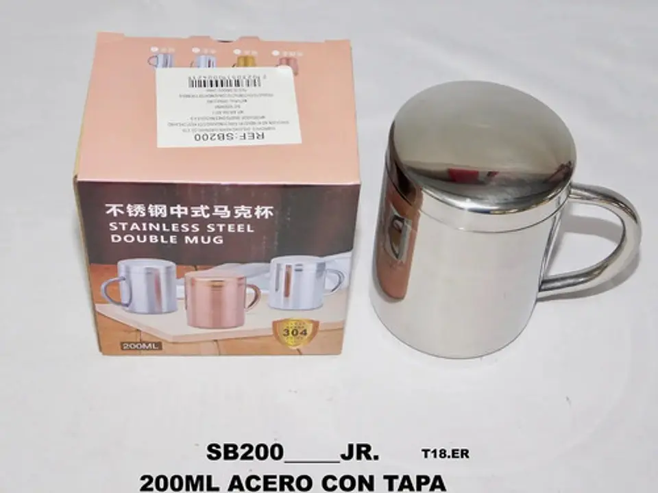Taza En Acero Inoxidable Vaso Tapa 200ml Utensilios Cocina  4
