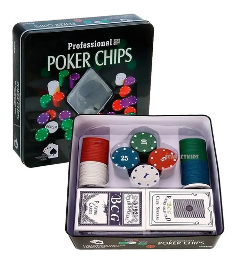 Set Póker Poker Chips 100 Fichas Numeradas + 2 Mazos + Dealer 1