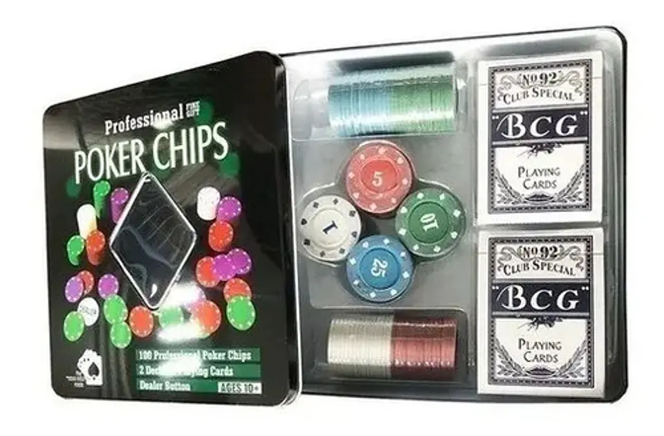 Set Póker Poker Chips 100 Fichas Numeradas + 2 Mazos + Dealer 3