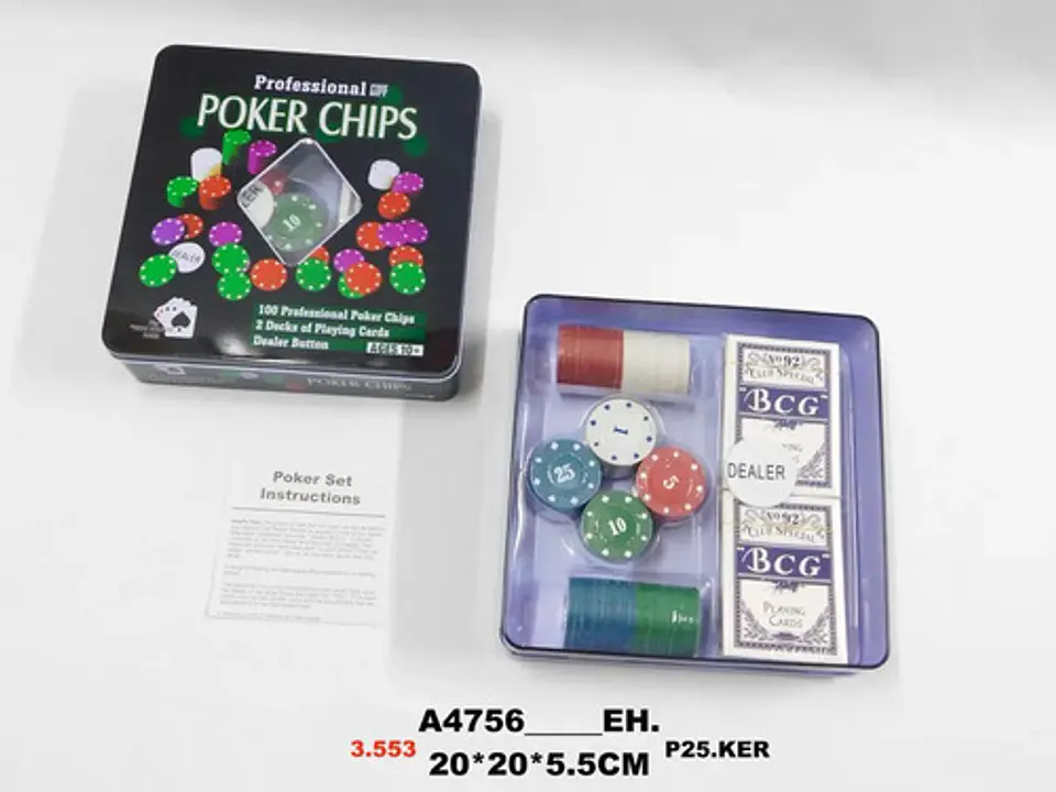 Set Póker Poker Chips 100 Fichas Numeradas + 2 Mazos + Dealer 5