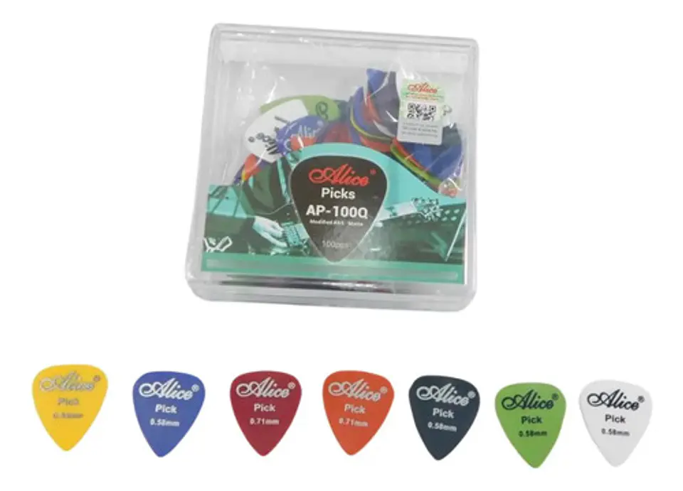 Caja X100 Plumilla Picks Guitarra Eléctrica Acústica Alice  2