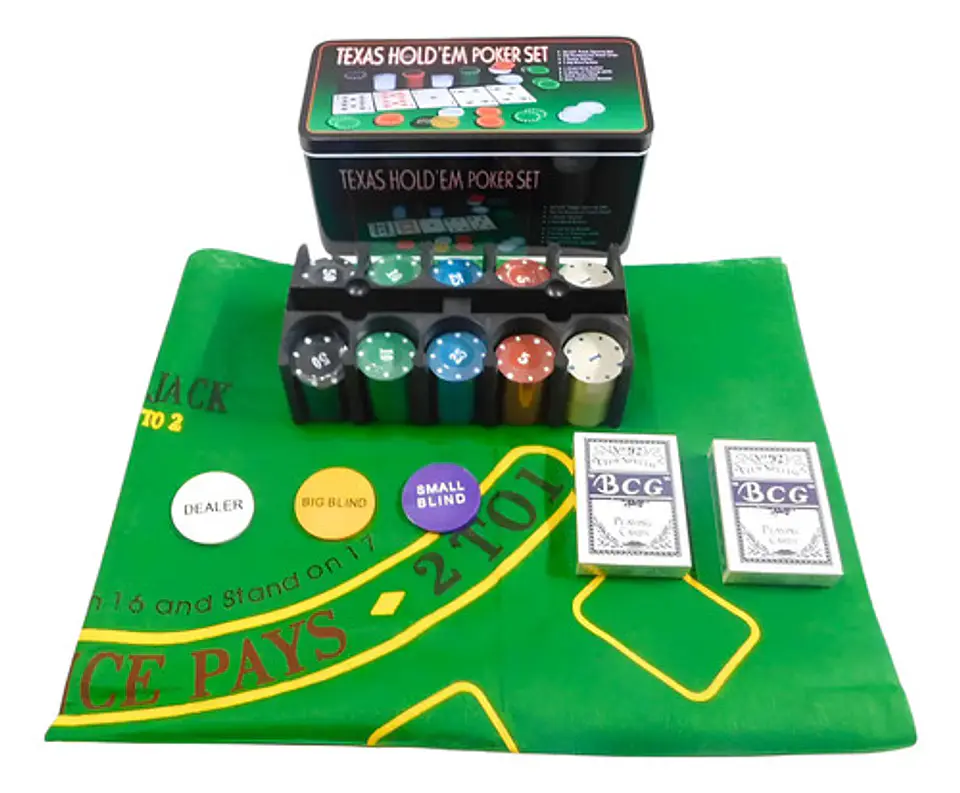Poker Texas 100 Fichas Cartas  Estuche De Lujo Juego Mesa  1