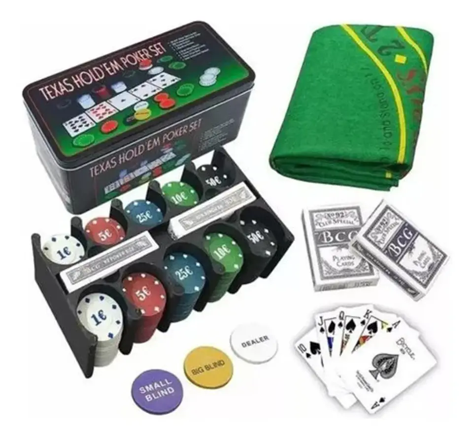 Poker Texas 100 Fichas Cartas  Estuche De Lujo Juego Mesa  2