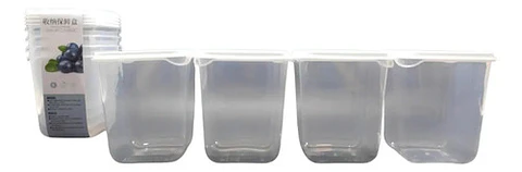 Caja Almacenamiento Con Tapa Recipiente Utensilios Cocina X4