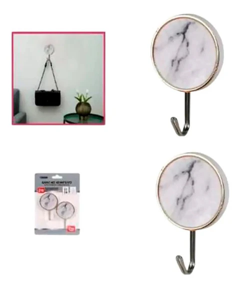 Gancho Perchero X2 Und Adhesivo Para Pared Multiusos 