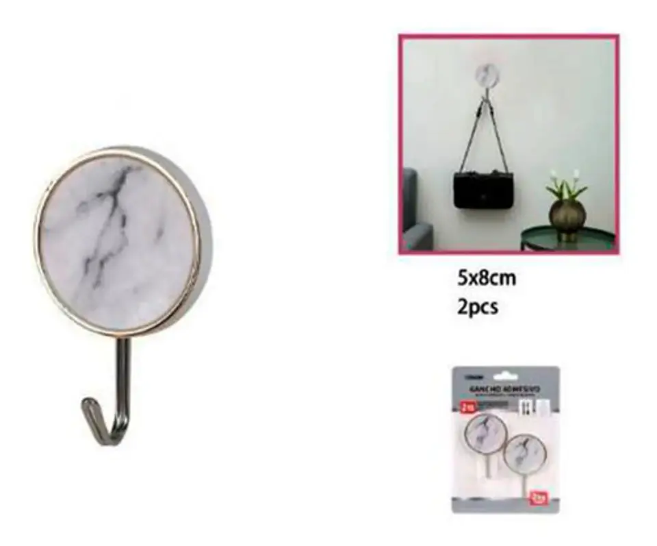 Gancho Perchero X2 Und Adhesivo Para Pared Multiusos  4
