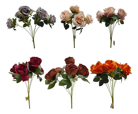 Matas Rosas Colores Vivos Flores Artificiales Decoración