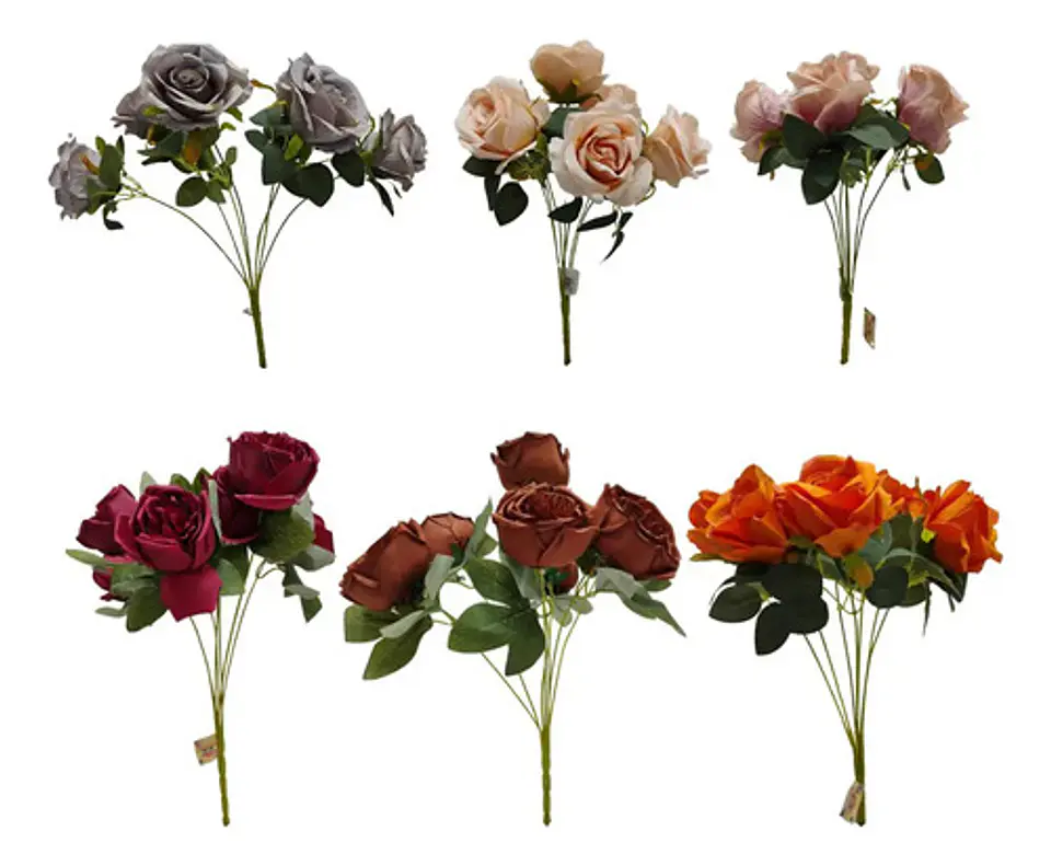 Matas Rosas Colores Vivos Flores Artificiales Decoración 1