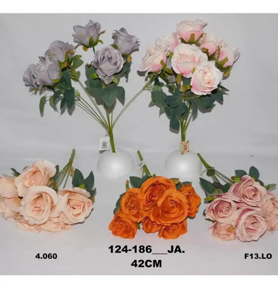 Matas Rosas Colores Vivos Flores Artificiales Decoración 6