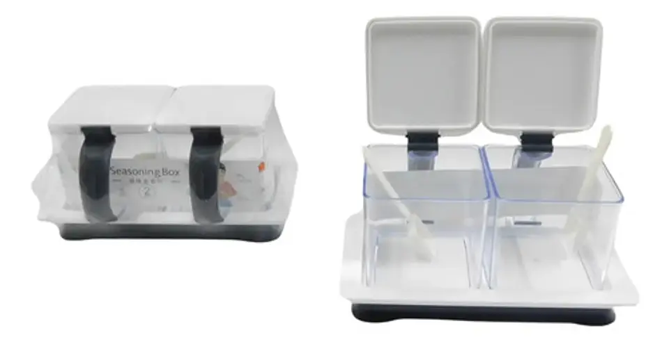 Kit De Soportes Acrílicos Para Condimentos, 2 Tarros 1