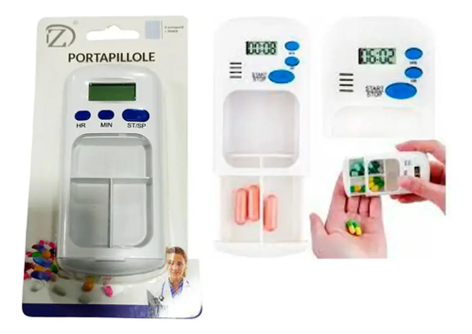 Pastillero Con Alarma 3 Compartimientos Protección Hermético 3