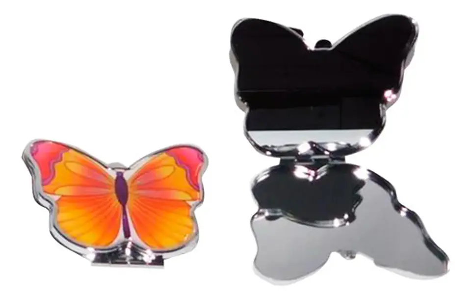 Espejo Mariposa Plateado Con Aumento Portátil De Bolsillo 2