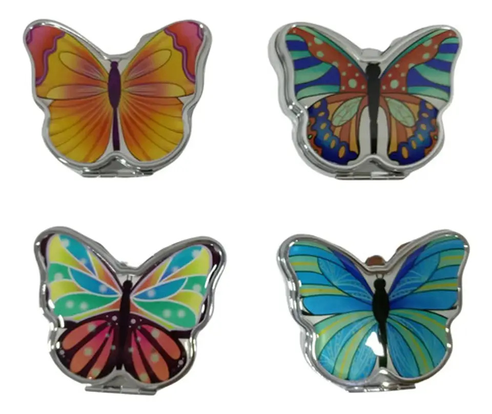 Espejo Mariposa Plateado Con Aumento Portátil De Bolsillo 3
